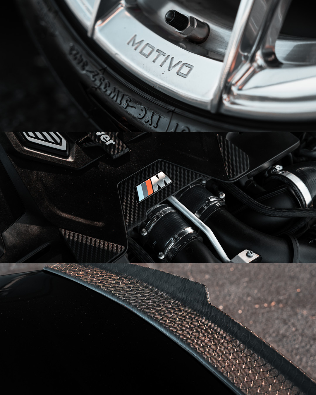 2021 BMW M5 with Motivo Forged MB-H custom wheels in gloss polished clear detail view