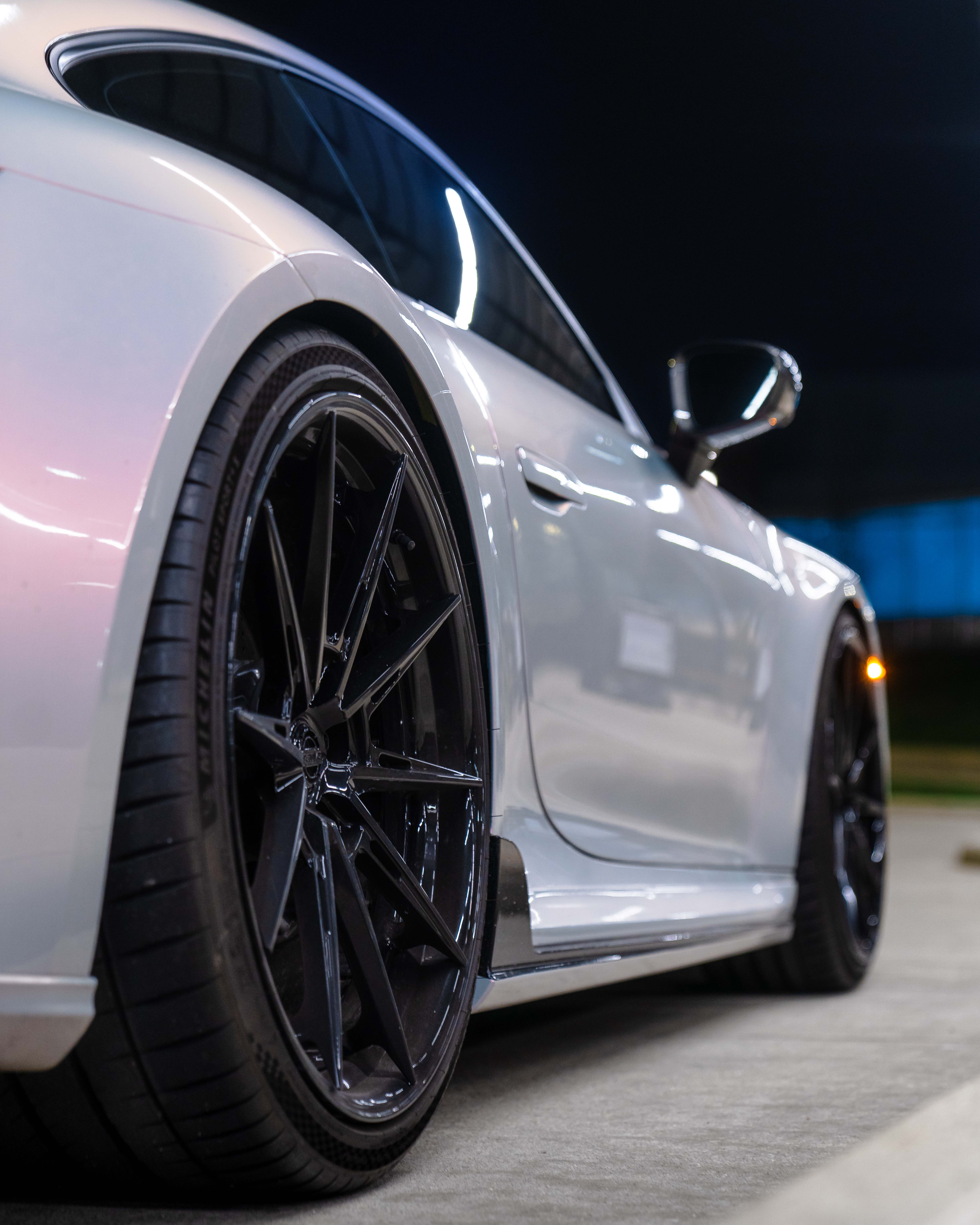 2023 Porsche 911 with Motivo Forged CS-L custom wheels in gloss black and gloss black detail view