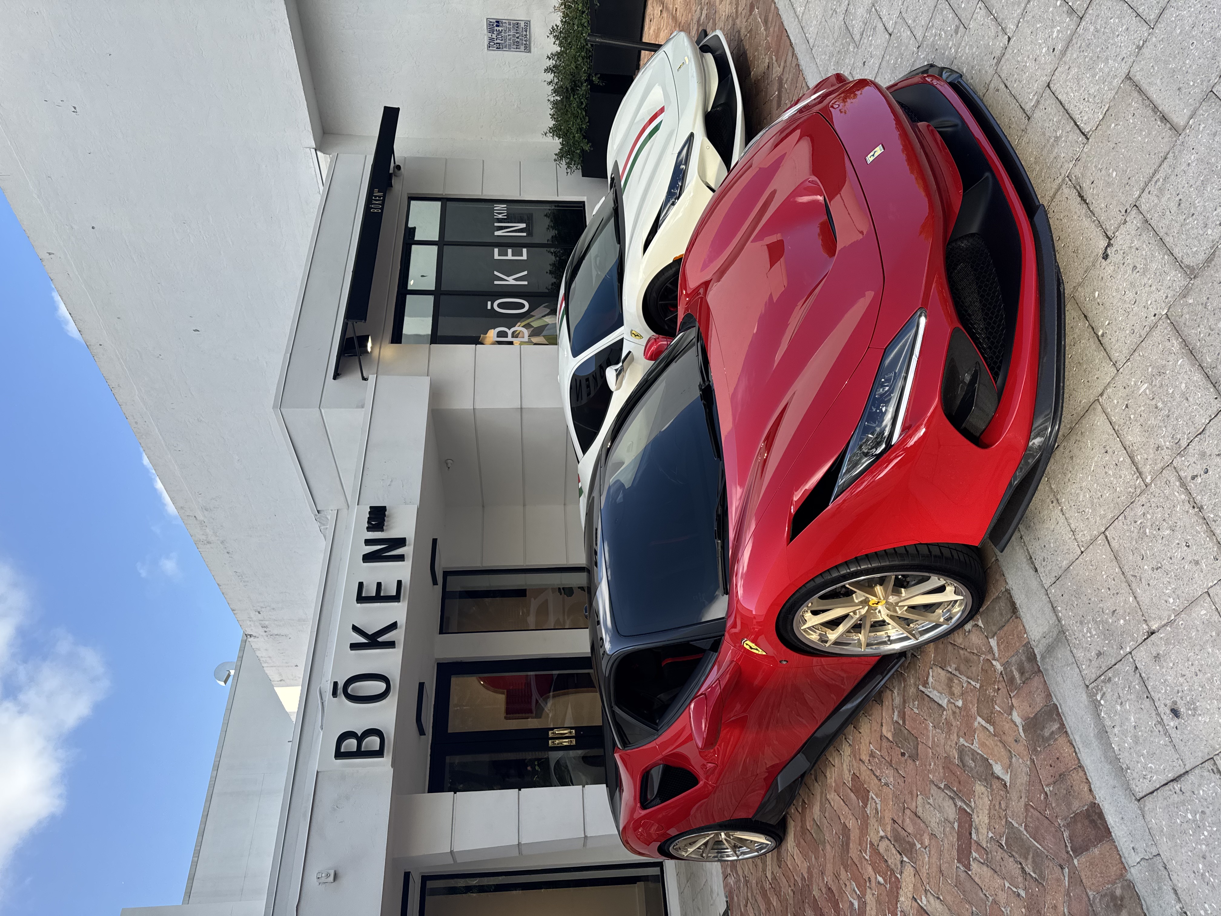 2022 Ferrari F8 with Motivo Forged CS-V custom wheels in frozen brushed white gold and gloss polished clear rear view