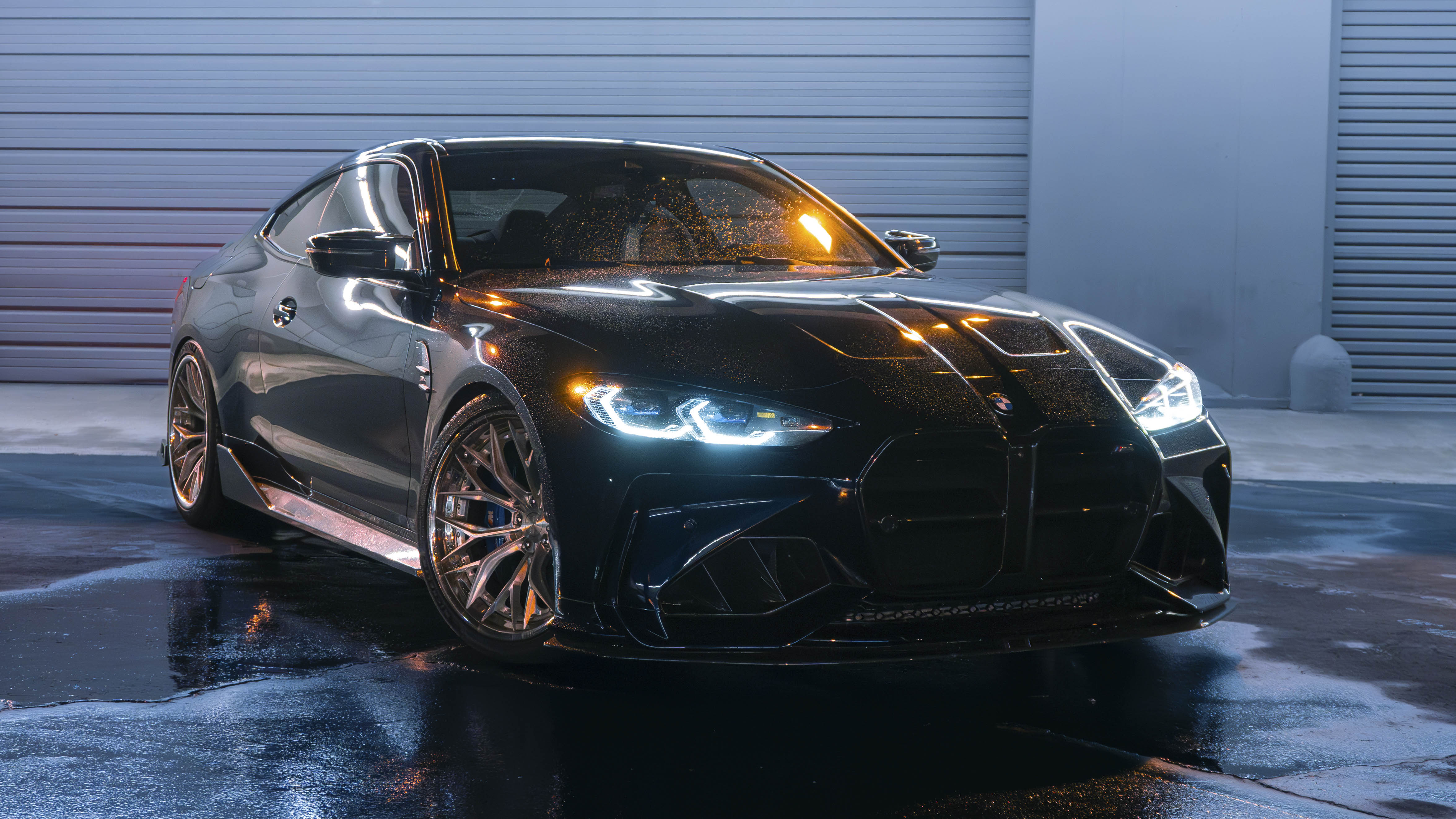 Adro BMW M4 G82 with Motivo Forged CS-J custom wheels in gloss brushed clear face and triple chrome lip front side view