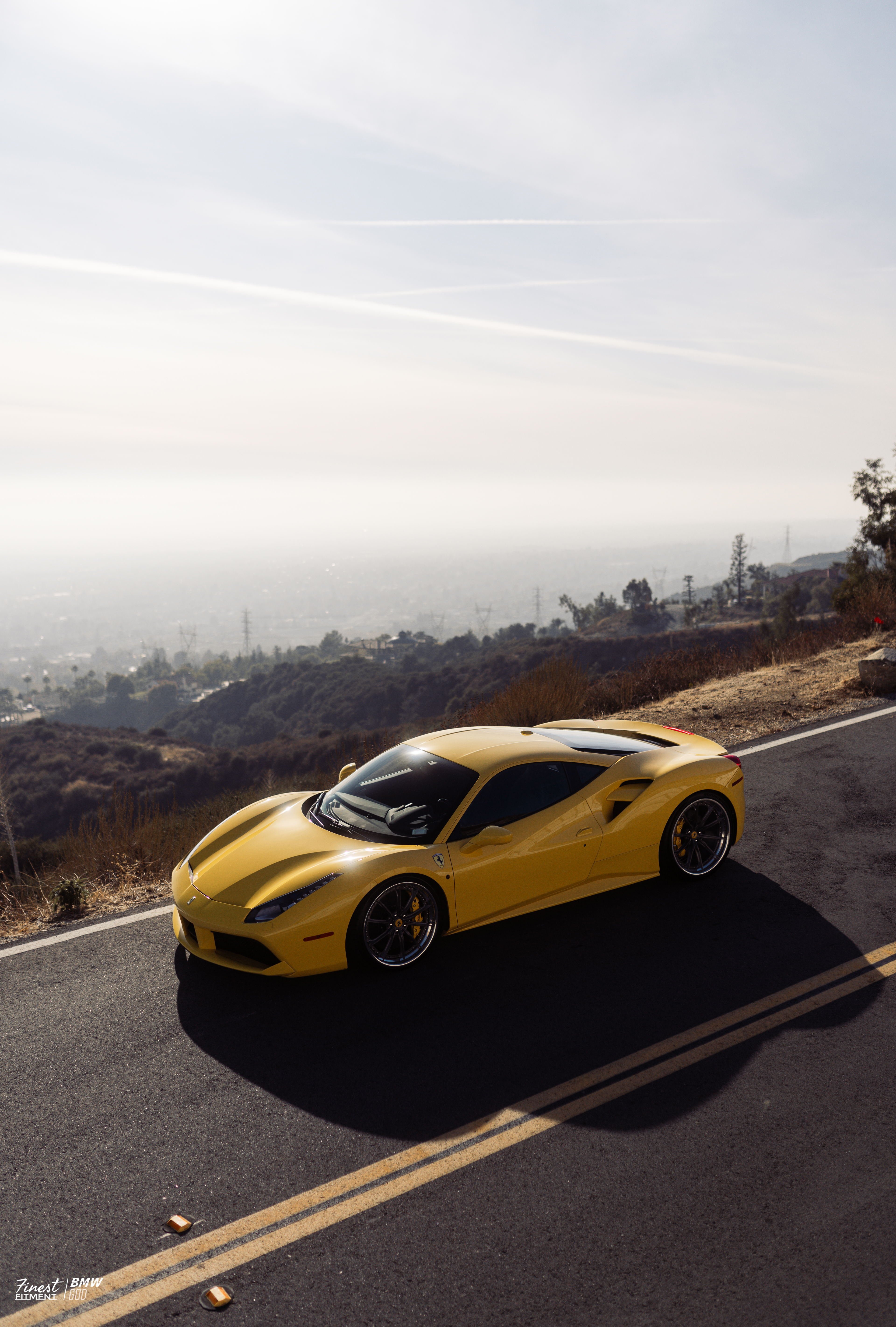 2018 Ferrari 488 with Motivo Forged CS-M custom wheels in frozen brushed gunmetal and gloss polished clear detail view