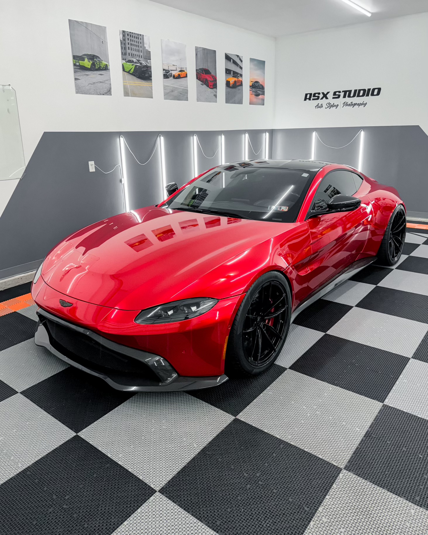 2020 Aston Martin Vantage with Motivo Forged MB-D custom wheels in  rear view