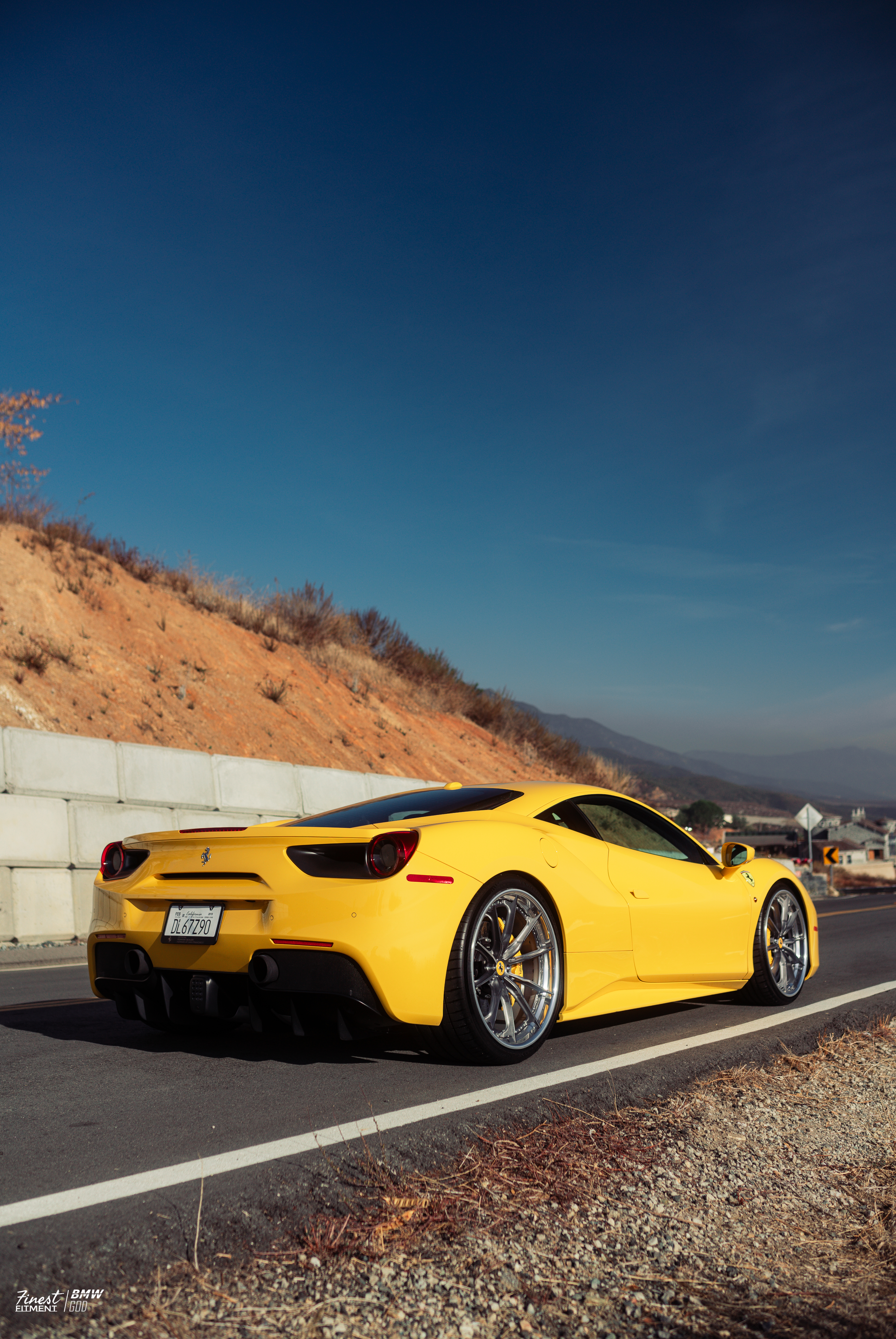 2018 Ferrari 488 with Motivo Forged CS-M custom wheels in frozen brushed gunmetal and gloss polished clear rear view