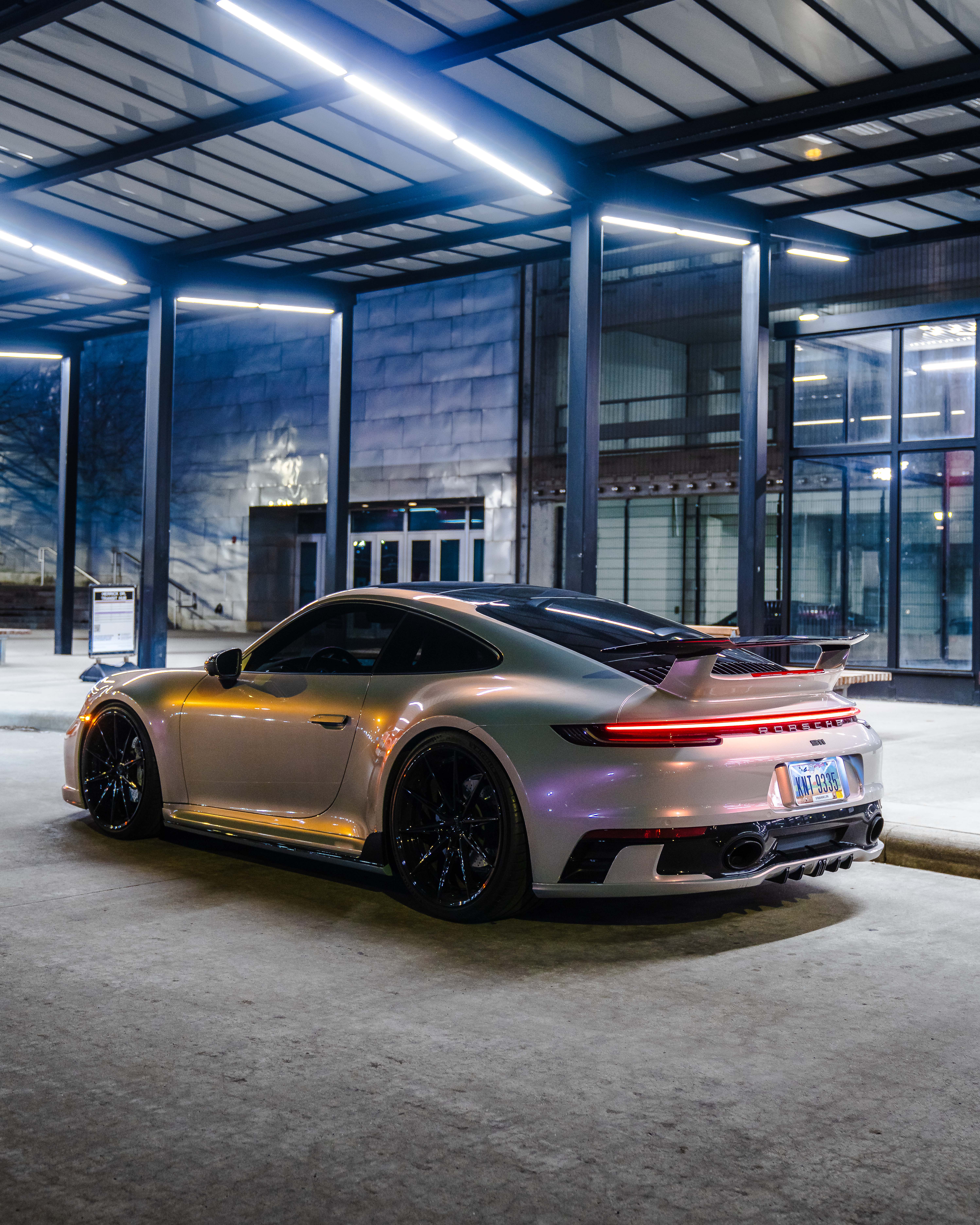 2023 Porsche 911 with Motivo Forged CS-L custom wheels in gloss black and gloss black side view